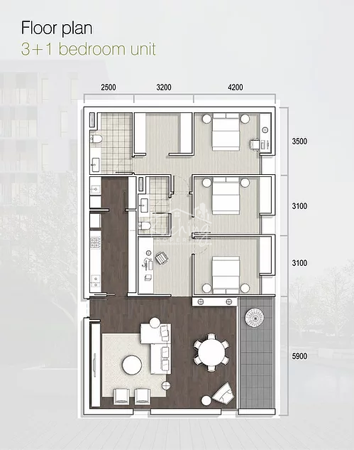 3 Bedrooms layout
